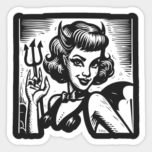 Retro Devil Girl Sticker